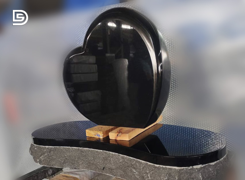 Premium granite Heart Shaped Granite Monument with Rock Pitch Base  by Deccan Stonecraft - High quality natural stone